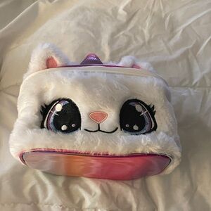 Claire's White and Pink Plush Cat Bag